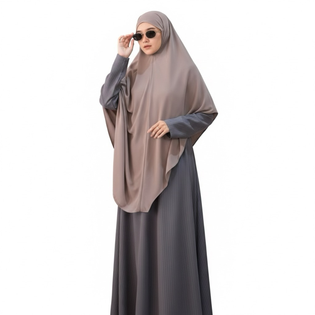 Maliha Abaya Gamis Muslimah Stripe Casual Kerja - Bahan Semi Wol  – Adem, Jatuh & Elegan