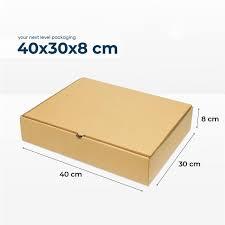 Box Kardus Mini 8x8x3 Coklat - Desain Pizza, Full Die Cut, Lipat Samping