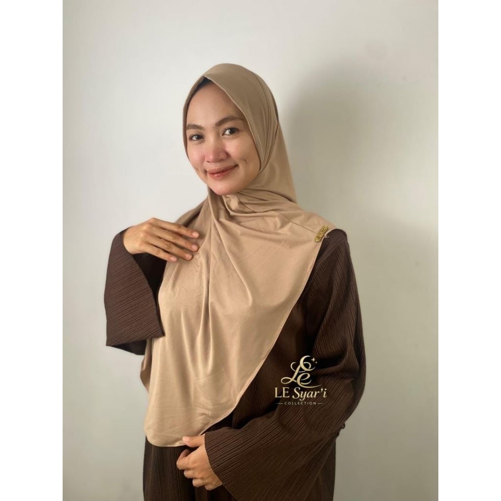 Le Syar'i jilbab - Pashmina Aisyah Instan Jersey Premium Warna Beige