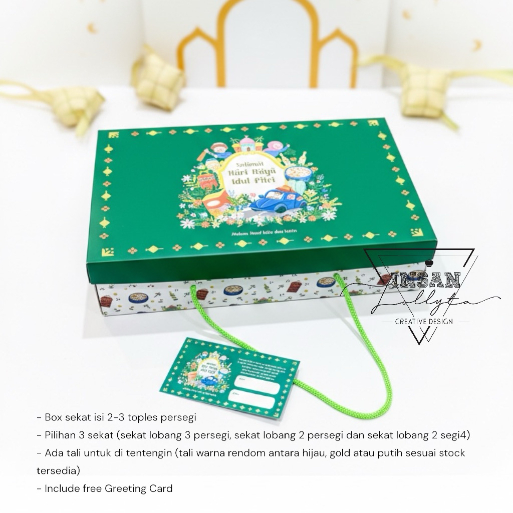 Box sekat kuker isi 2-3 toples 350gr EID Idul Fitri Tema Cemilan Lebaran L1462