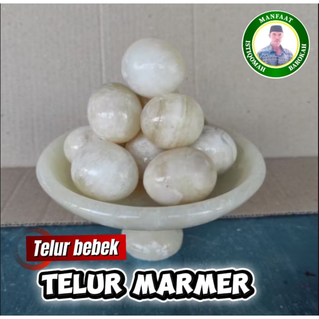 Telur Bebek Batu Marmer Onix/Telur Hiasan Dekorasi Batu Alam Mbah Yanto_maestro