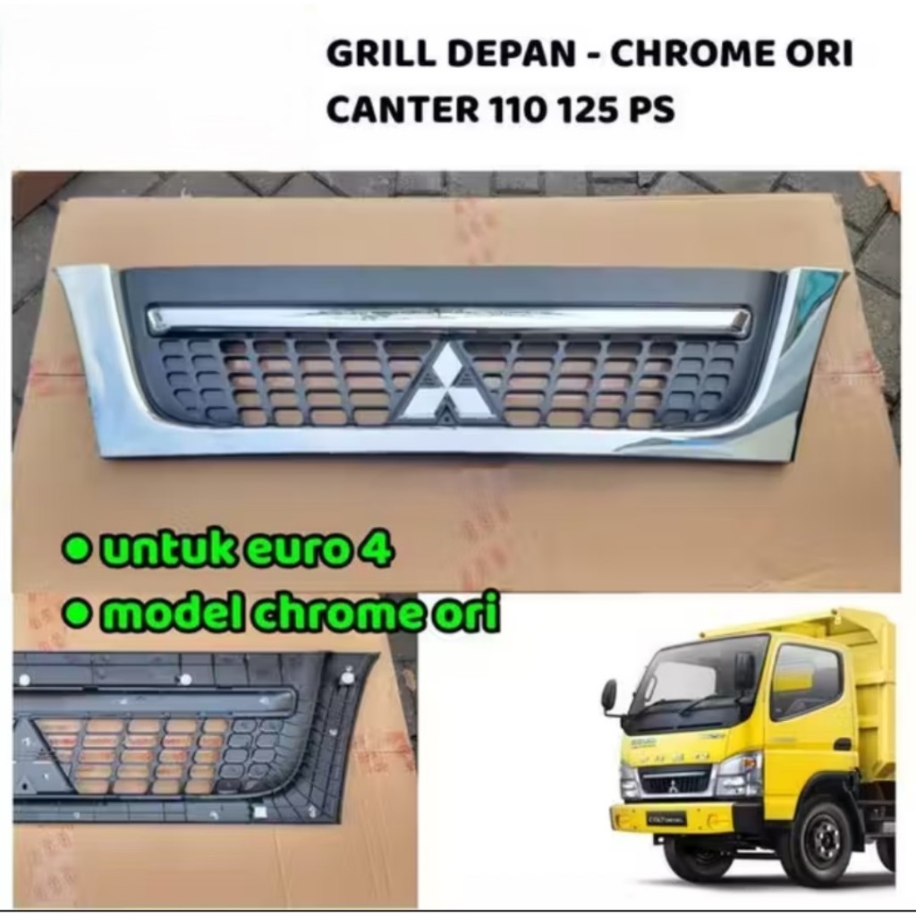 EMGI 8738 GRILLE/GRIL/RAMBANG/REMBANG/EMBLEM RAM DEPAN CHROME+LOGO MARK CANTER FE71/FE-71 EURO 4/COL