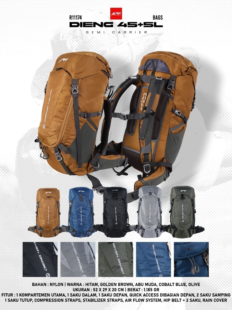 Tas Semi Carrier Rei Dieng 45+5L+ Raincover Original Arei Outdoorgear