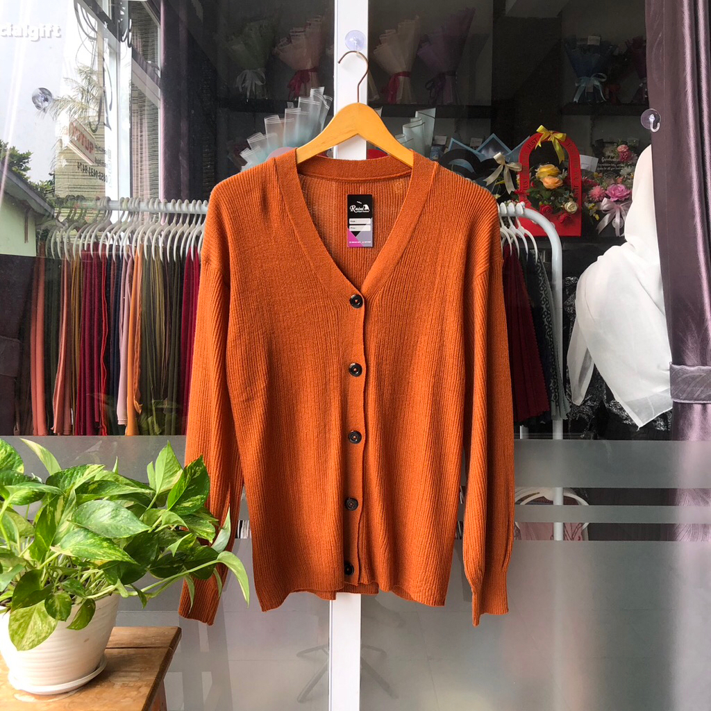 RAINI - Atasan Cardigan / Outer Rajut Jumbo Full Kancing Lengan Balon by Raini