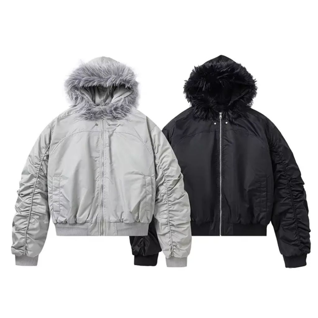 Jaket Bomber StreetWinter Hoodie Fur Terbaru,Jaket Bomber Style Winter Hooded Fur