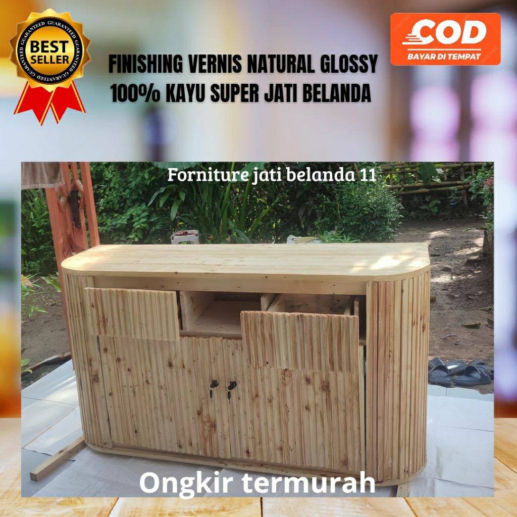 BUFFET MINIMALIS FULL PAPAN KAYU JATI BELANDA