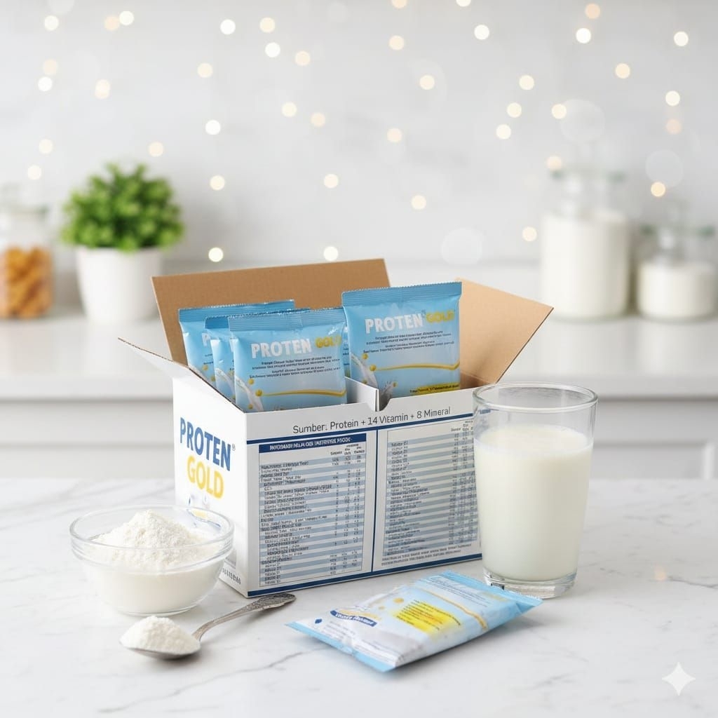 Susu Proten Gold Vanilla 1 Box/20 sachet