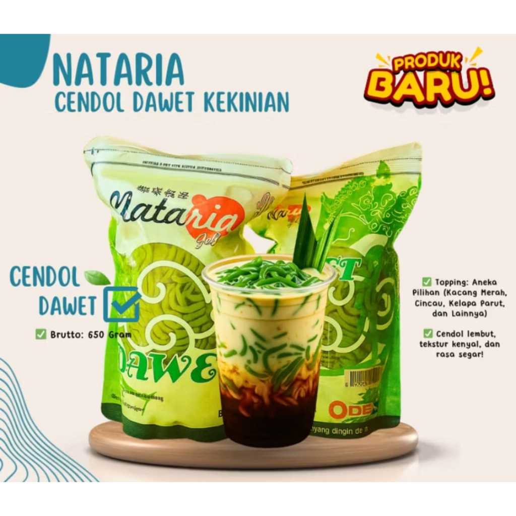 Nataria Cendol Dawet 500g | Jelly Tradisional | Topping Es Campur & Dessert Nusantara
