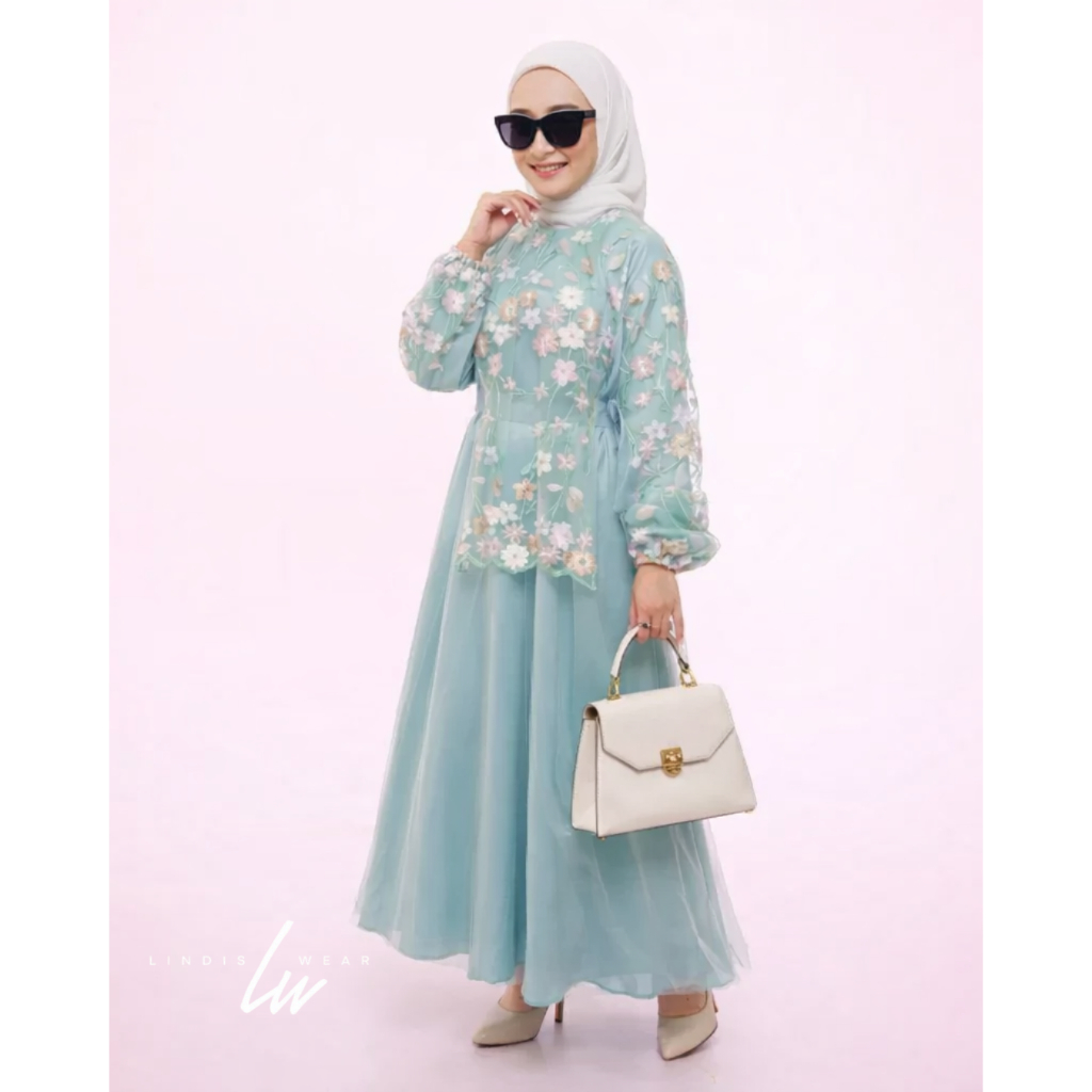 (1PCS) LD120CM GAMIS BRUKAT TIMBUL BAHAN MAXMARA DENGAN TILE PREMIUM