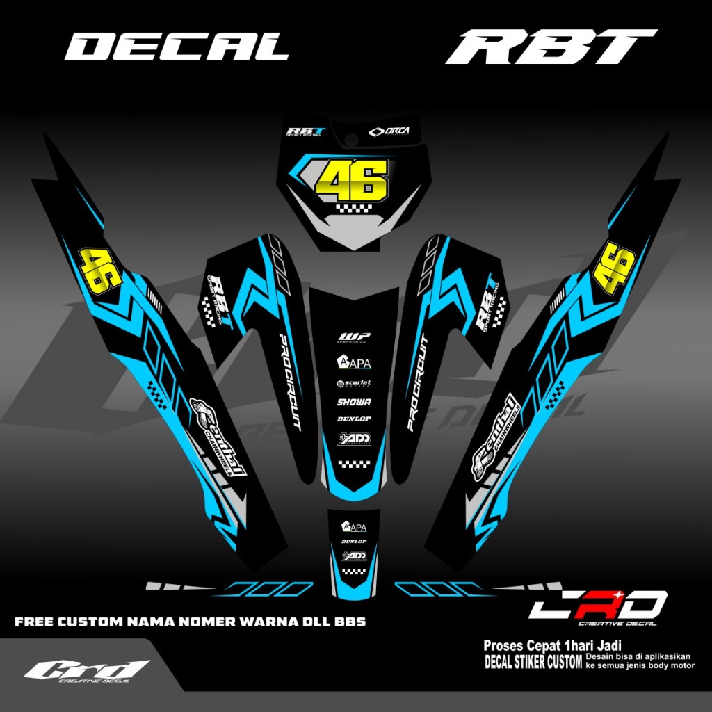 DECAL STIKER MOTOR RBT BODY VEGA R NEW , REVO ABSOLUTE, JUPITER DECAL RBT BISA REQUEST BODY