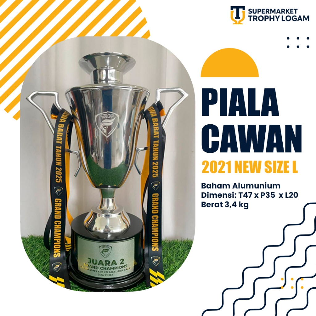 Piala Champions Logam Aluminium Cawan 2021 Ukuran L Tinggi 47cm Trophy Tropi Elegan Unik Artistik Pr