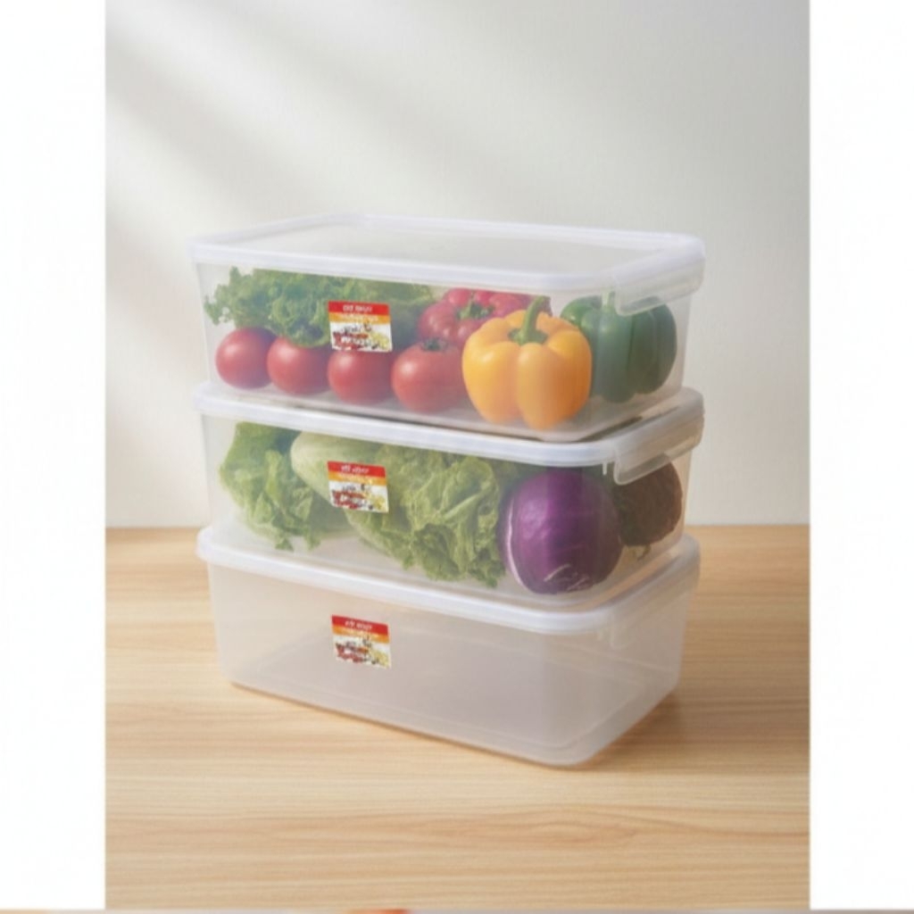 Wadah Penyimpanan Kulkas 3500ml Food Prep - Box Plastik Transparan Besar - Kotak Sayur Buah & Frozen