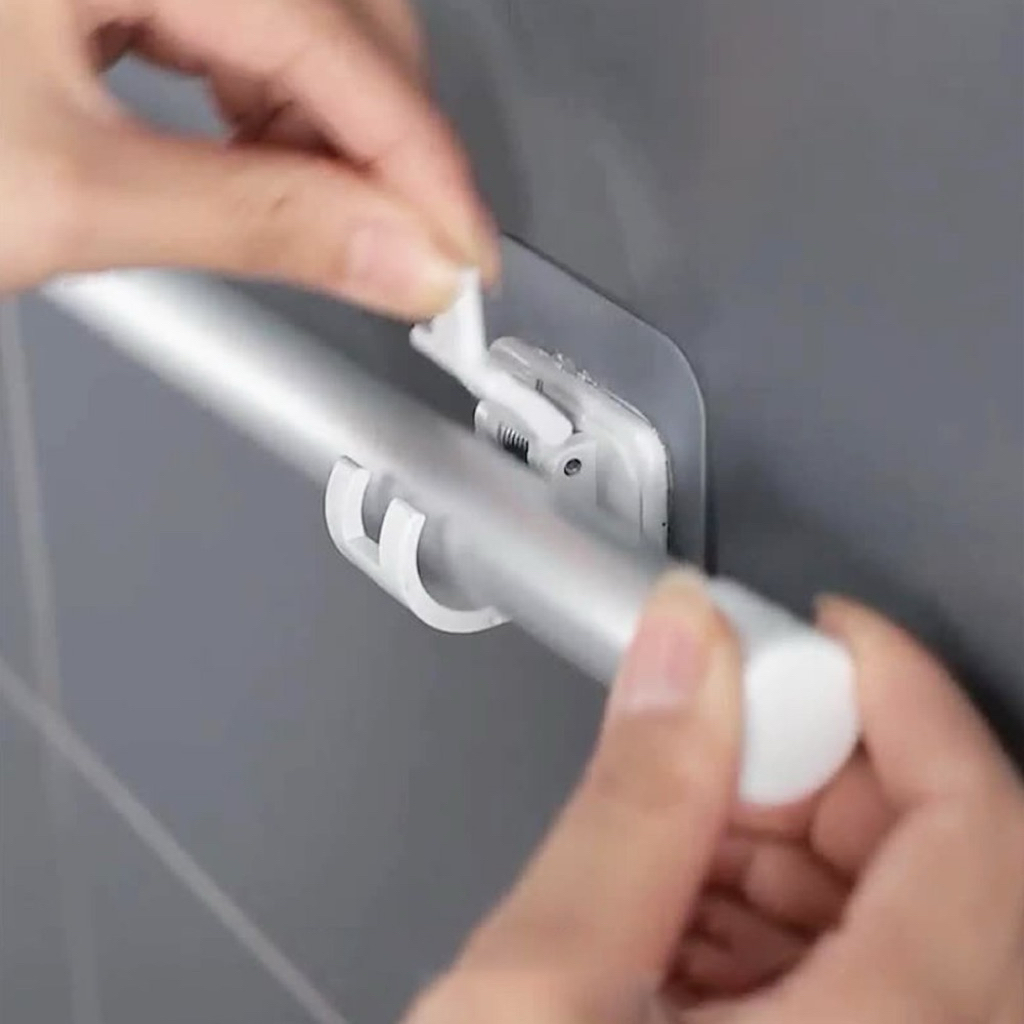 HOOK TIANG GORDEN Gantungan Tempel Dinding Magic Hook Tanpa Bor Baut Cocok Untuk Tiang Gorden 2 Pcs