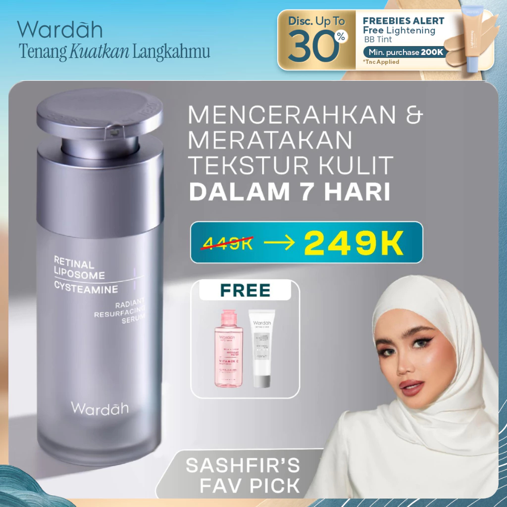 WARDAH Radiant Resurfacing Retinal Cysteamine Serum 30 ml - serum mencerahkan wajah, serum brighteni