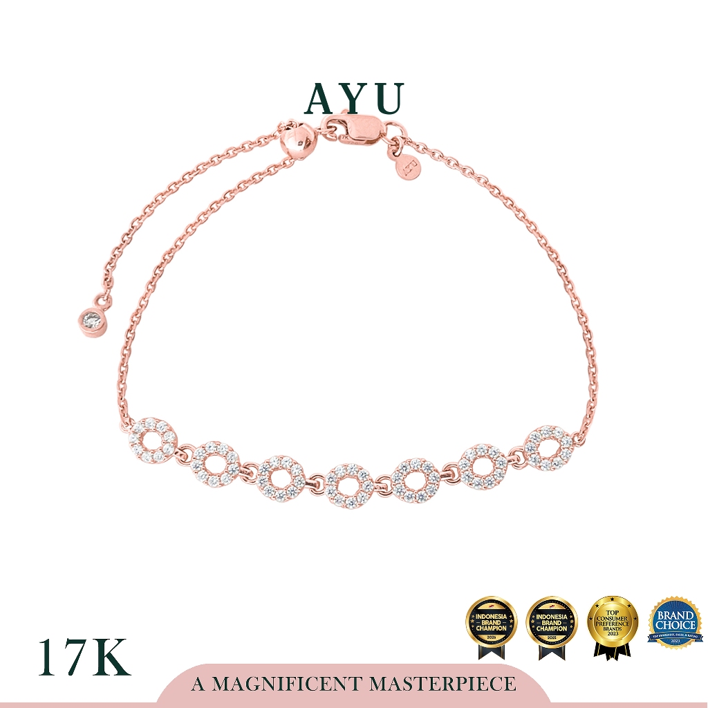 AYU Gelang Emas - Pave Circle Line Adjustable Bracelet 17k Rose Gold