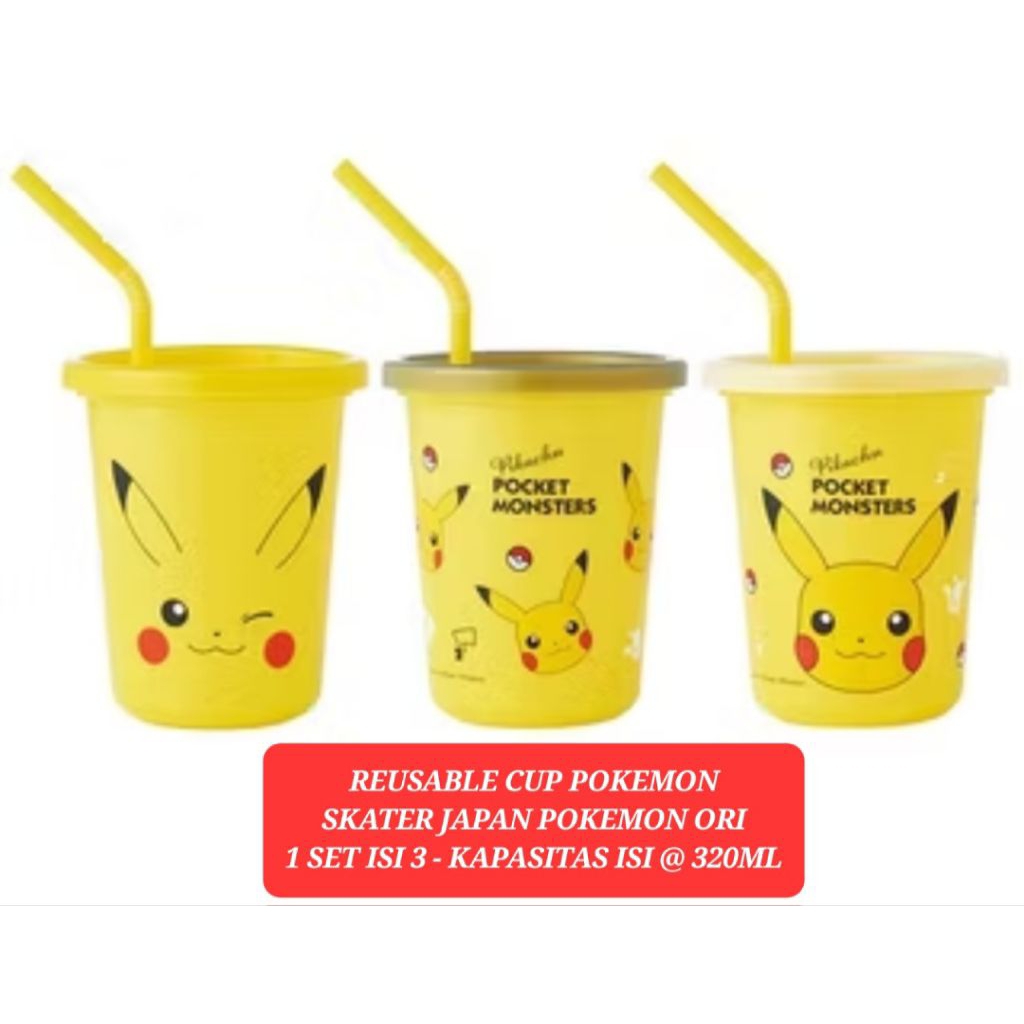 reusable cup pokemon gelas minum pokemon skater gelas set karakter pokemon merchandise pokemon reusa