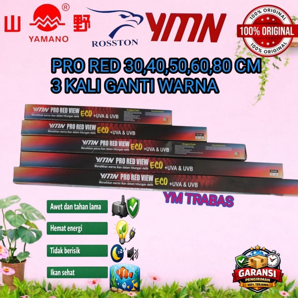 Lampu led Pro Red View YMN/Rosston 30cm,40cm,50cm,60cm,80cm packing free pvc/paralon