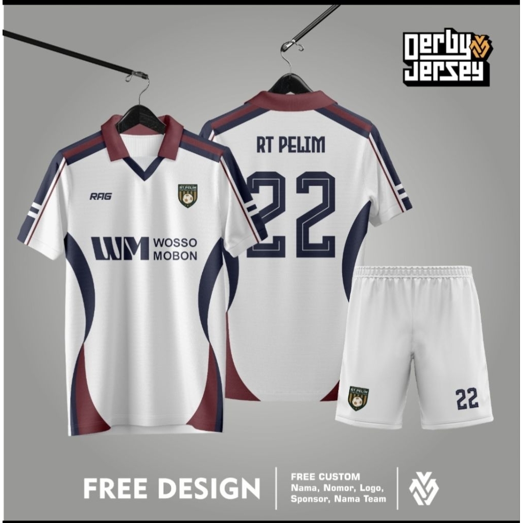 Jersey Murah Kombinasi Biru putih Printing Custom Jersey Futsal Jersey Sepakbola