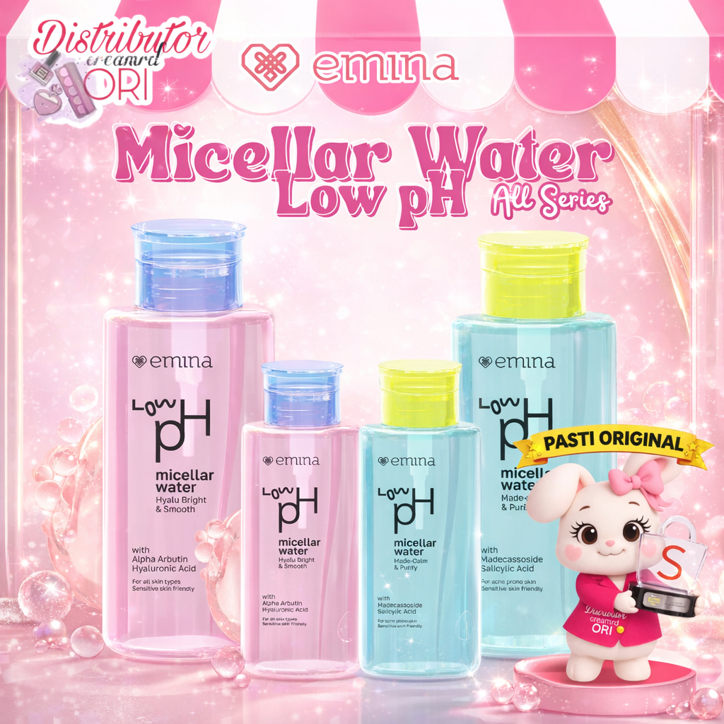 Emina Low pH Micellar Water HyaluBright & Smooth - 300ml | Pembersih Wajah-Gentle-Makeup Remover-Dou