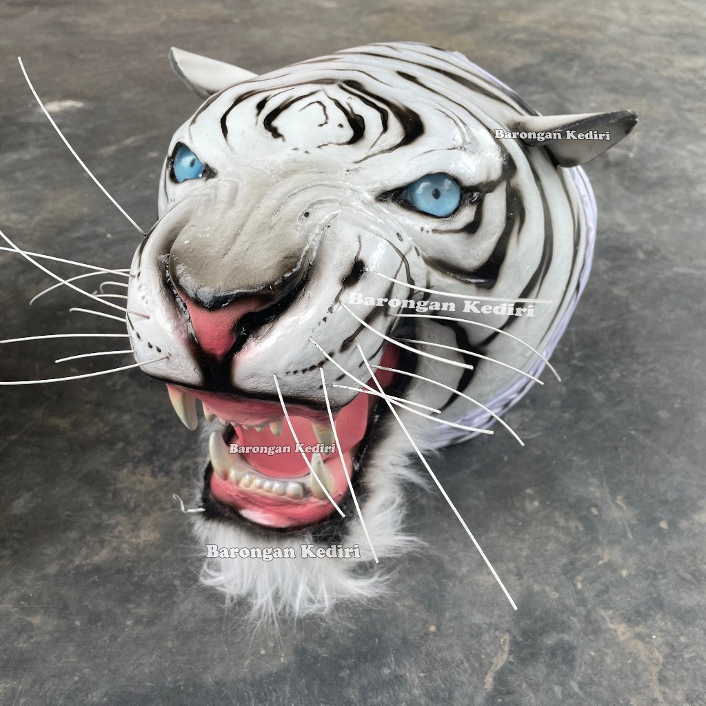 Barongan Kediri Macanan Topeng Macan Putih Kostum Kepala Harimau Untuk SD Dan SMP