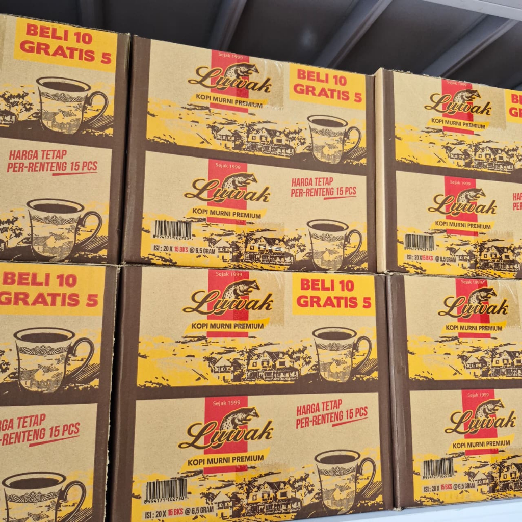 KOPI LUWAK Premium Kopi Hitam Murni 15 pack x 20 renteng 1 karton