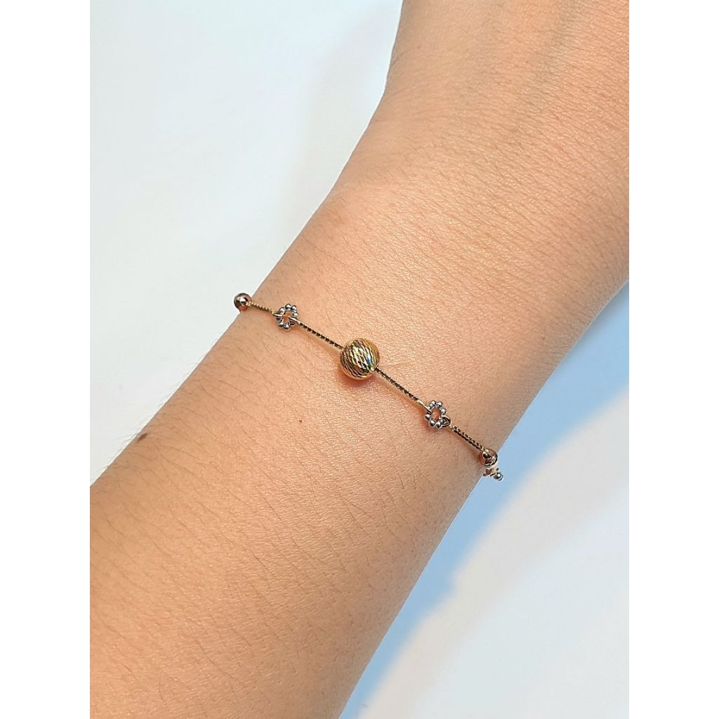 Gelang Rantai Emas Model Bola Ukir 2.1 Gram 700 16k (RH426)