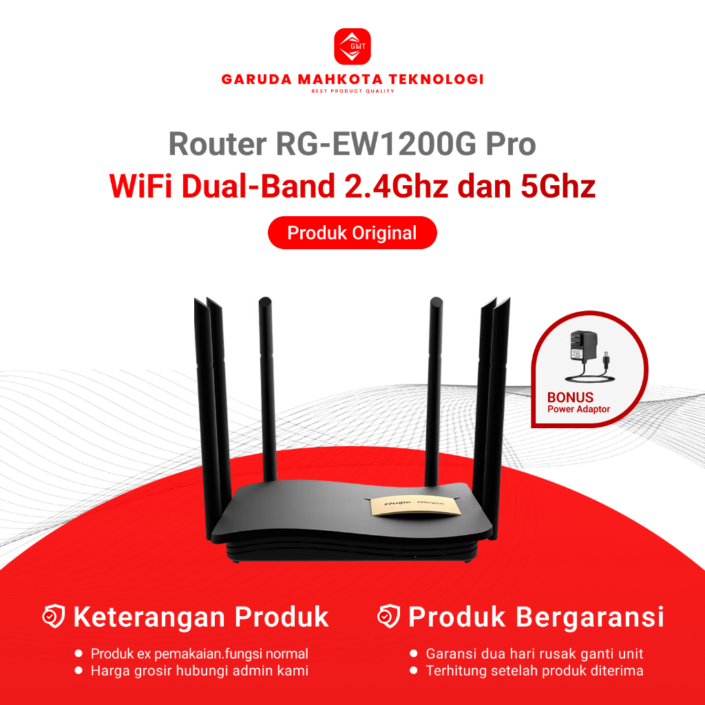 Router Ruijie Reyee RG-EW1200G PRO Dual-Band 2.4Ghz dan 5Ghz / Router Bekas Original Bonus Adaptor