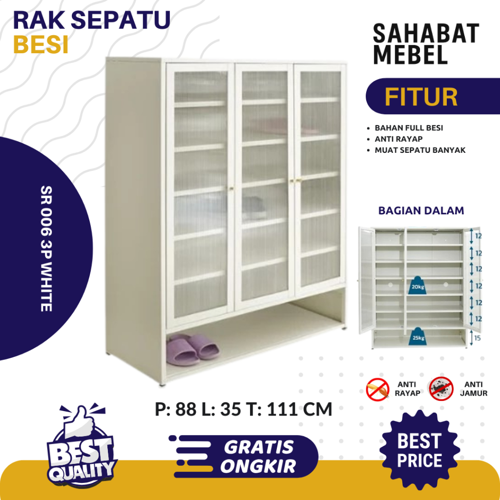 Rak Sepatu Besi / Partikel – Rak Sandal Buffet Minimalis Serbaguna Tempat Sepatu & Sandal
