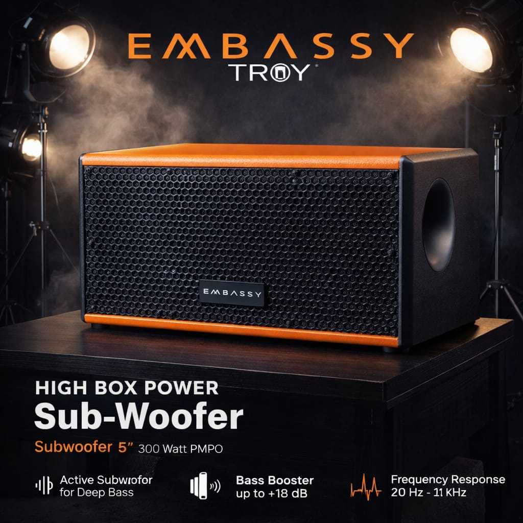 SUBWOOFER AKTIF 5 INCH DOUBLE WOOFER EMBASSY TROY SPEAKER MOBIL