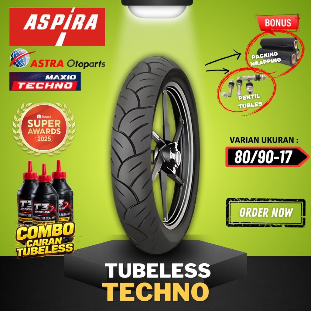 [READY COD] BAN ASPIRA TUBELESS / BAN TUBLES ASPIRA MAXIO TECHNO 80/90-17 / BAN LUAR ASPIRA RING 14 
