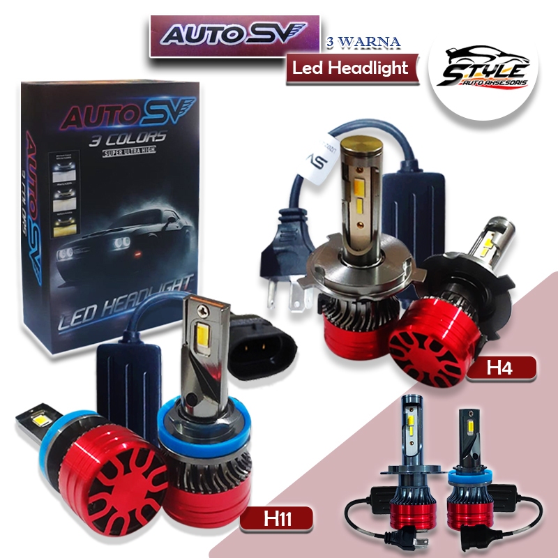 Lampu Led Headlamp Foglamp Mobil 3 Mode Warna H4 H11