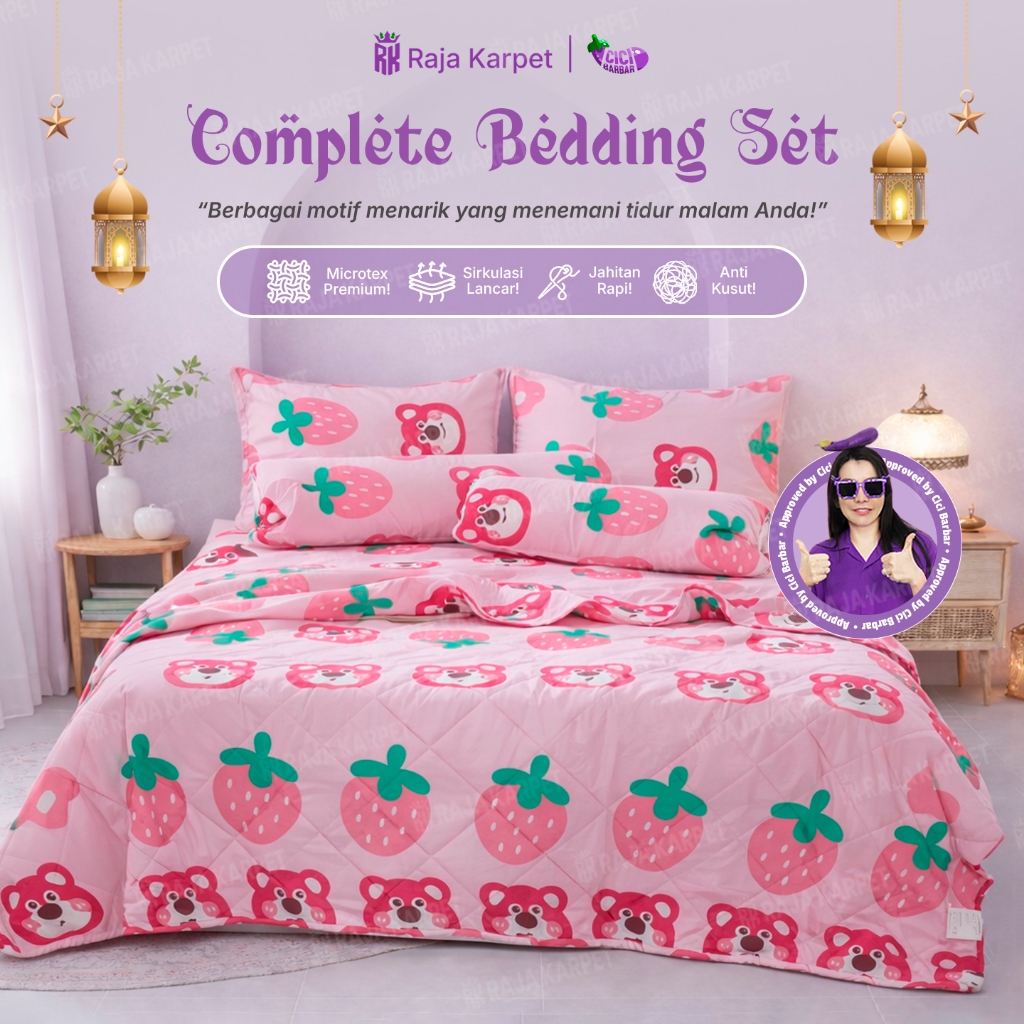 RAJA X CICIBARBAR Set Selimut Sprei Set Sarung Bantal Guling Set Seprei Selimut Sarguntal Microtex