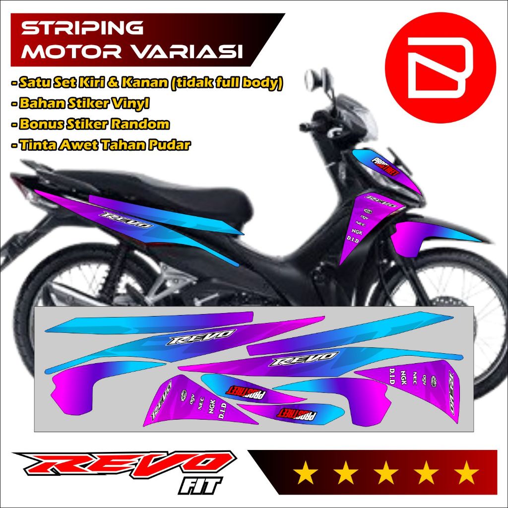 Striping Revo Fit FI Gagah - Stiker Striping Revo Fit Simpel - Set Stiker Motor Keren Kece Variasi G