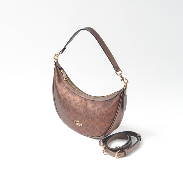 Tas COACH ARIA MONOGRAM METALLIC BRONZE HOBO BAG WITH LS 100% ORIGINAL