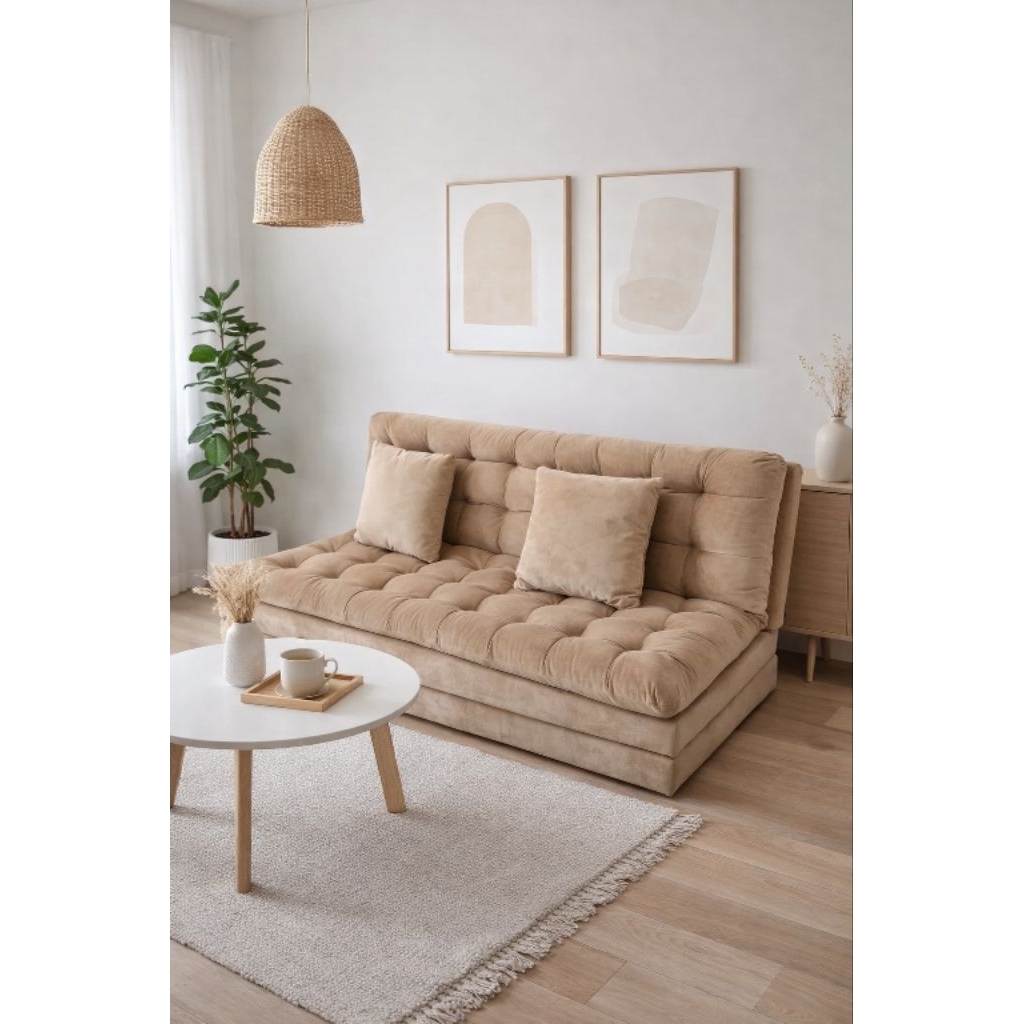 Sofa Bed Dakron Beludru Minimalis Free Bantal