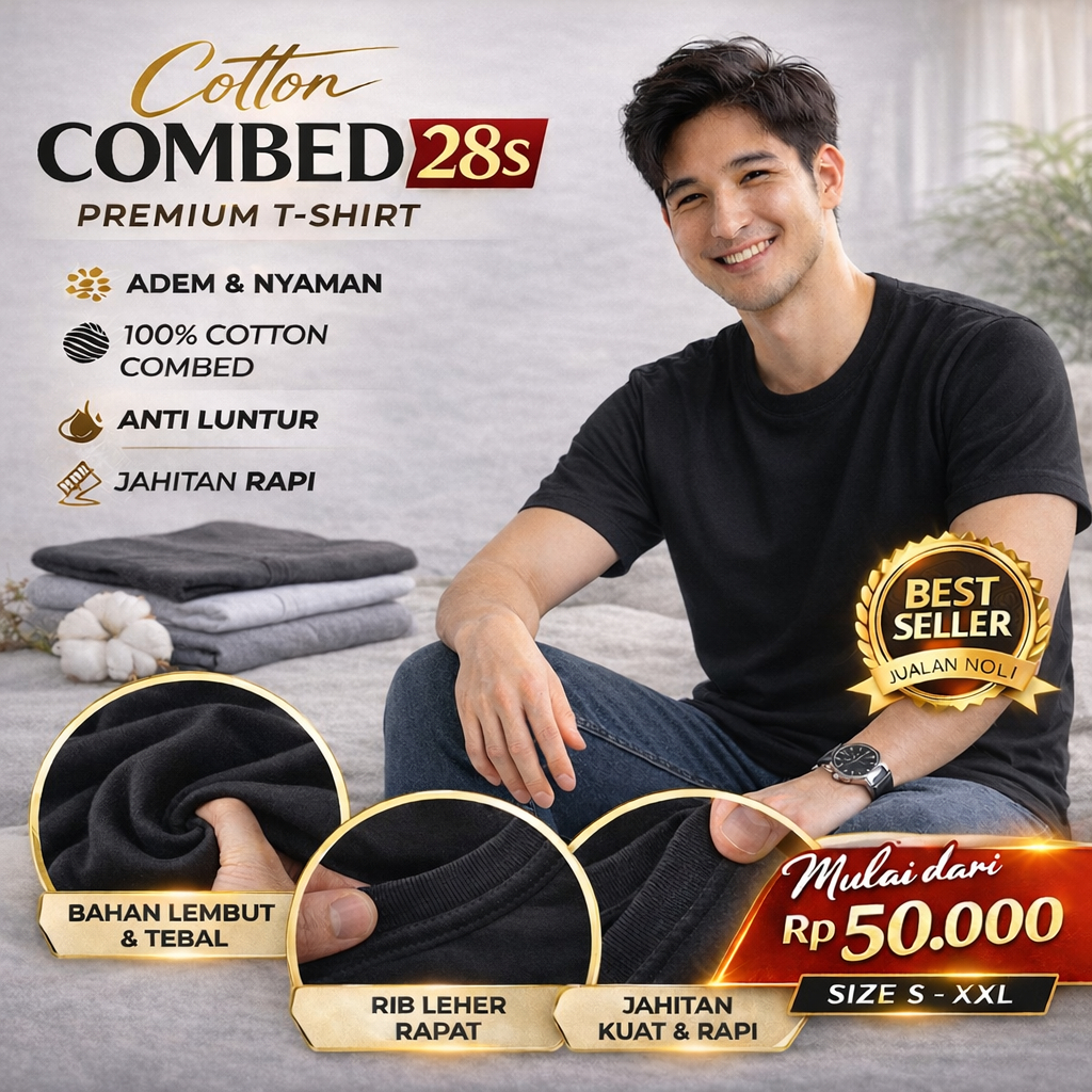 Kaos Polos Dewasa Cotton Combed 28S