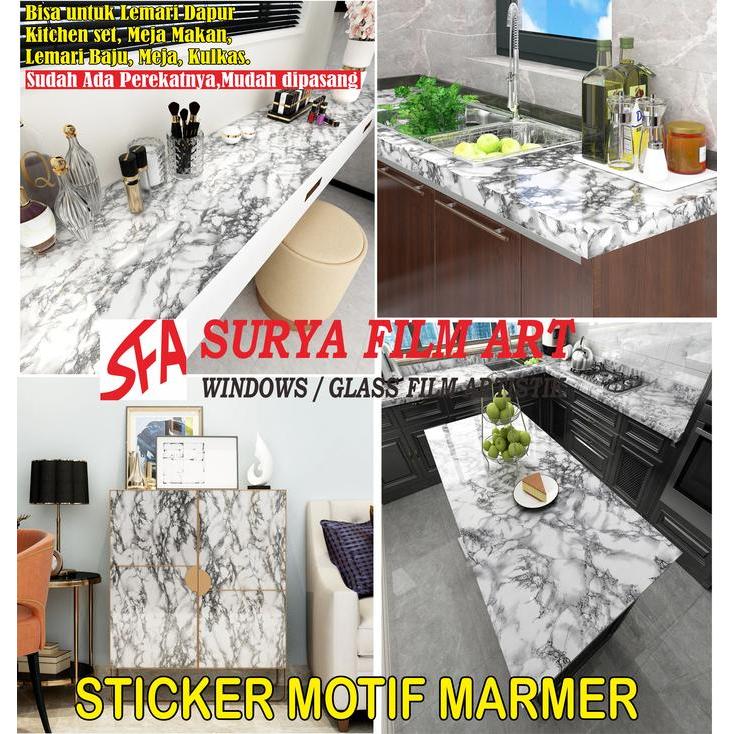 "New" Termurah Stiker motif marmer untuk meja dapur, Kitchen set, Kulkas