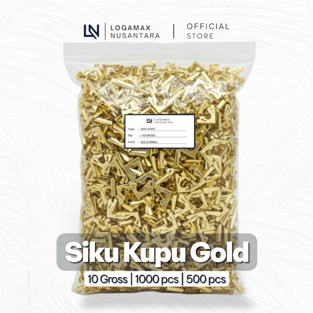 (10 GROSS / ±1.440 PCS) SIKU KUPU EMAS LOGAMAX / SIKU KEMBANG / SIKU SUDUT BUKU / SIKU BUKU WISUDA/ 