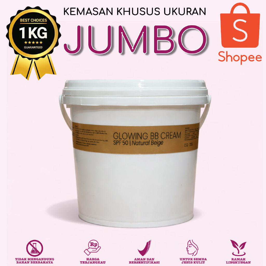 JUMBO 1 KG  | GLOWING FOUNDATION BB CREAM | Krim Wajah Glowing BB 1 kg | Skincare sekaligus Make Up 