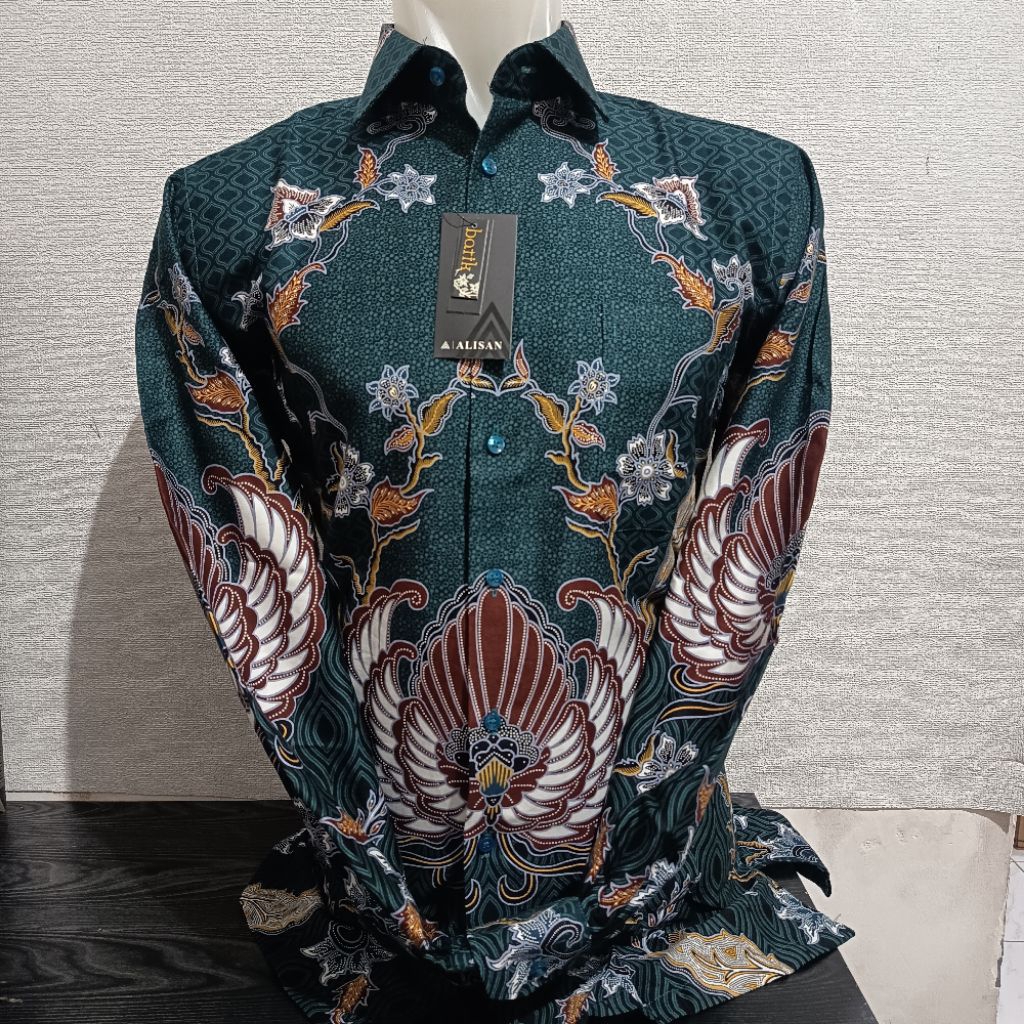 LENGAN PANJANG SLIMFIT ALISAN Batik 10823 Motif Bunga Sayap Merah
