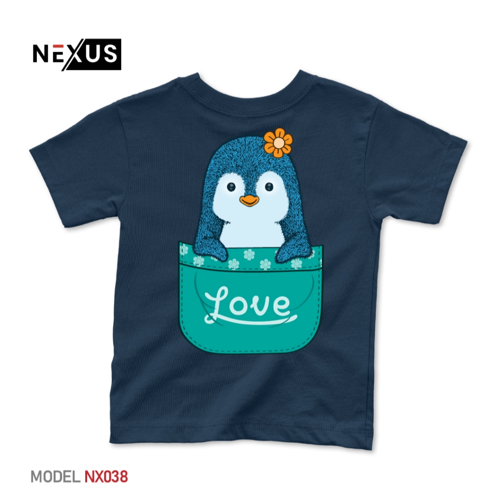 Nexus Kids - Kaos Anak Perempuan Laki-Laki Bergambar Love Bahan Cotton Combed (Warna Kaos Hanya Ilus