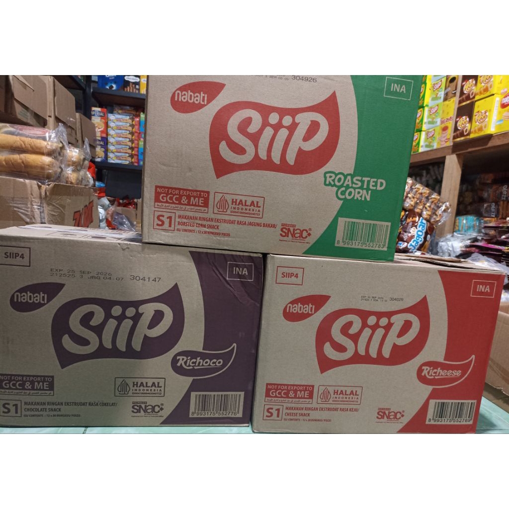 Nabati Siip 1 Dus Karton isi 12 Box Jagung, Coklat, Keju & Pandan