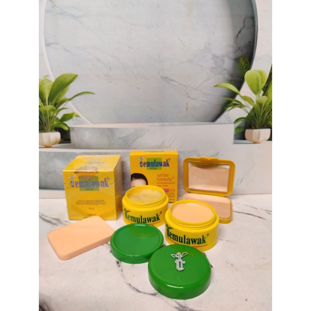 paket 3in1 cream temulawak susun siang & malam dan bedak reffil temulawak untuk perawatan wajah