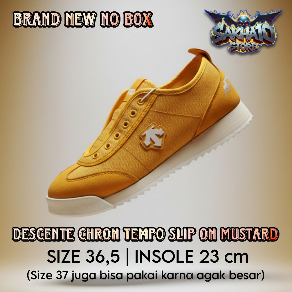 SEPATU SNEAKERS DEWASA/ANAK PRIA/WANITA CASUAL SLIP ON DESCENTE CHRON TEMPO MUSTARD