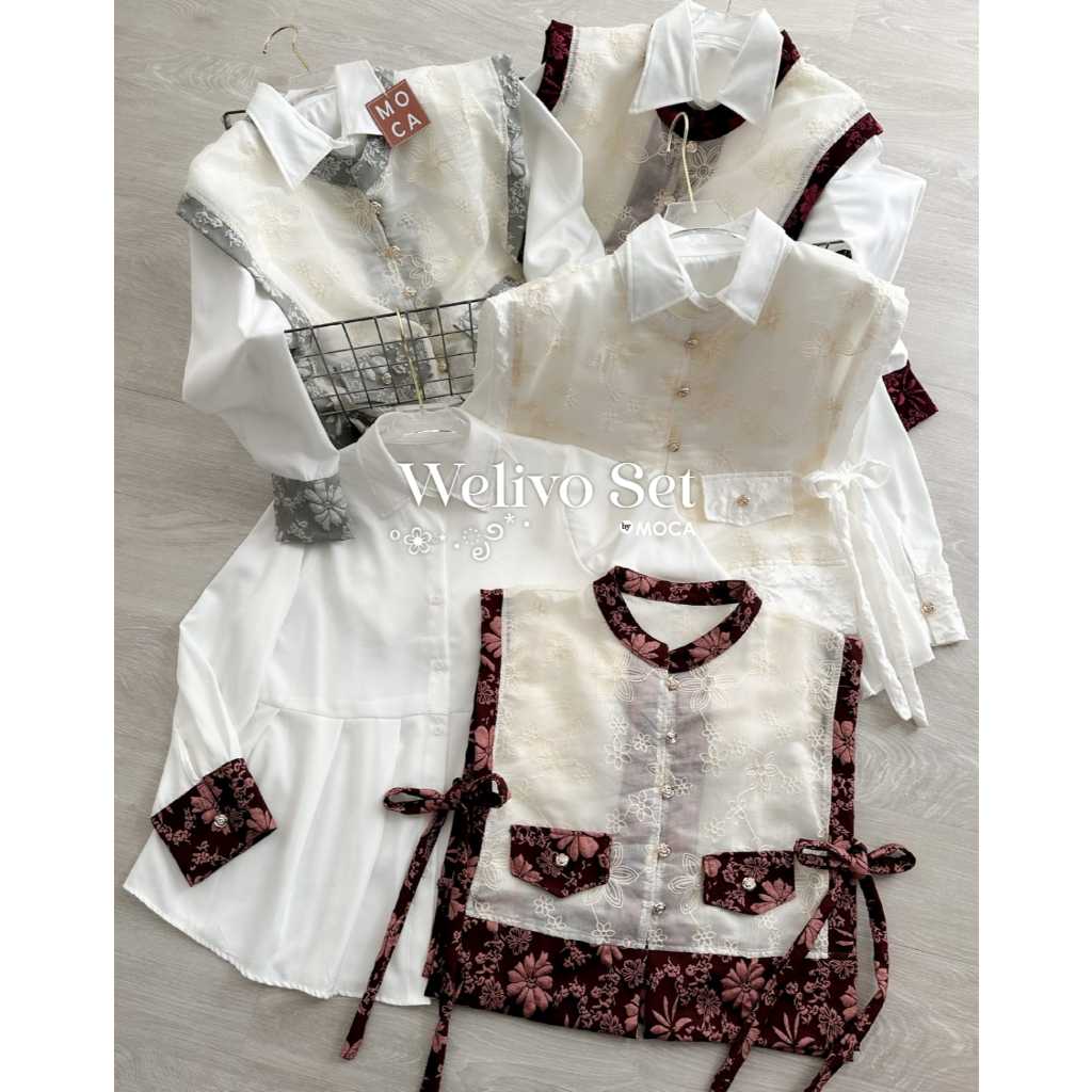 WELIVO BLOUSE SET VEST SHAKILA MIX JAQ EMBOS PREMIUM NYAMAN BY MOCA