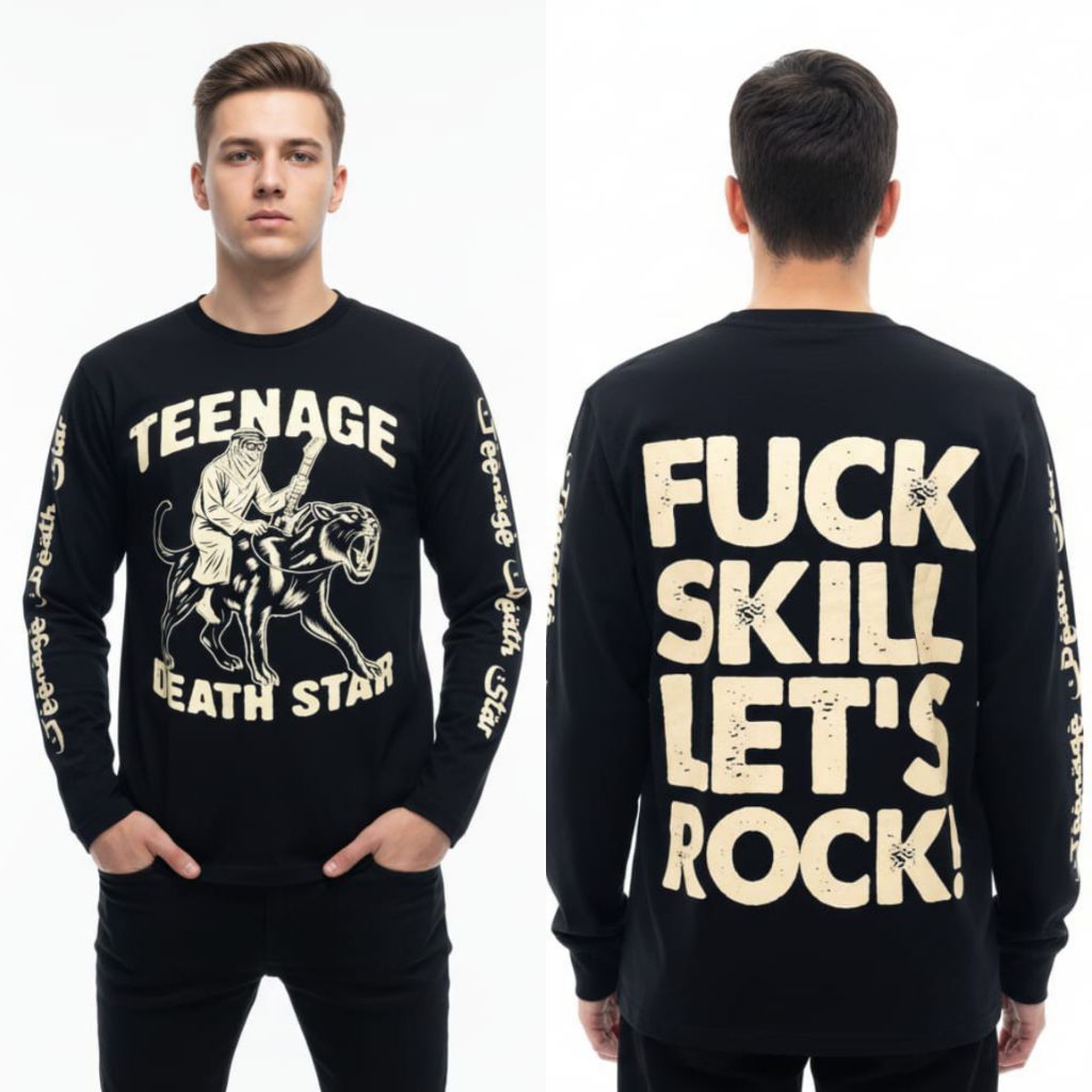T-shirt Long Sleeve Teenage Death Star Fuk Skill Black
