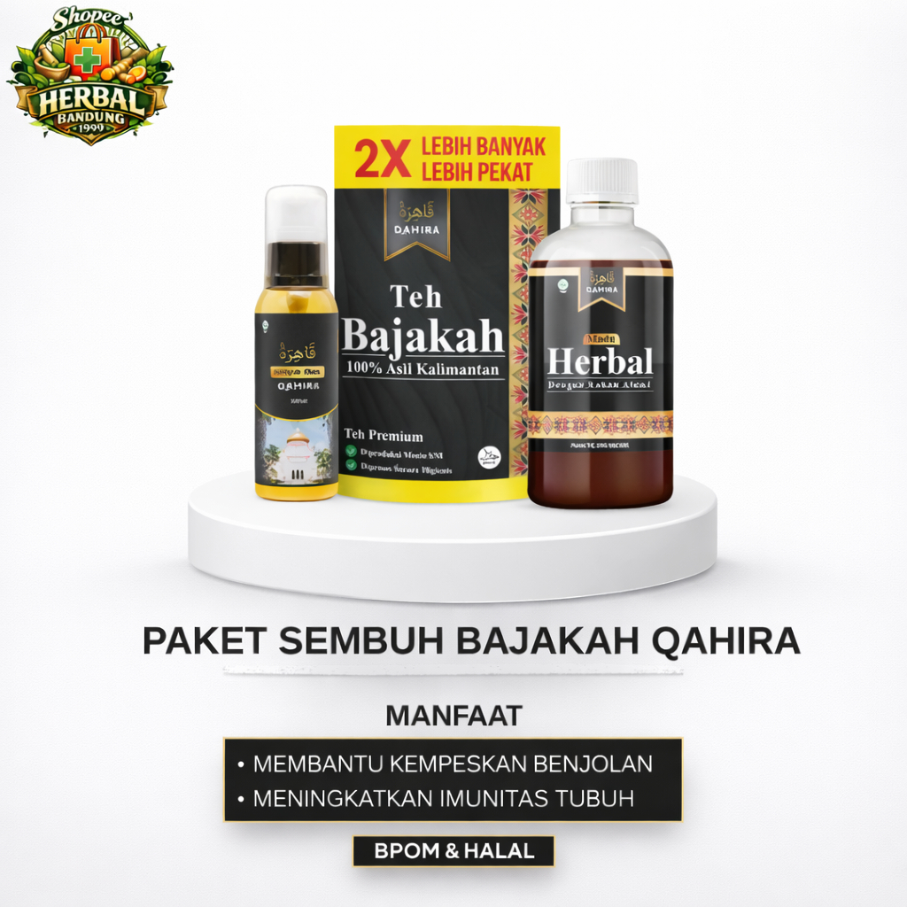 Qahira Obat Herbal Madu Minyak Teh Bajakah Atasi Benjolan Leher Lipoma Kista Asli