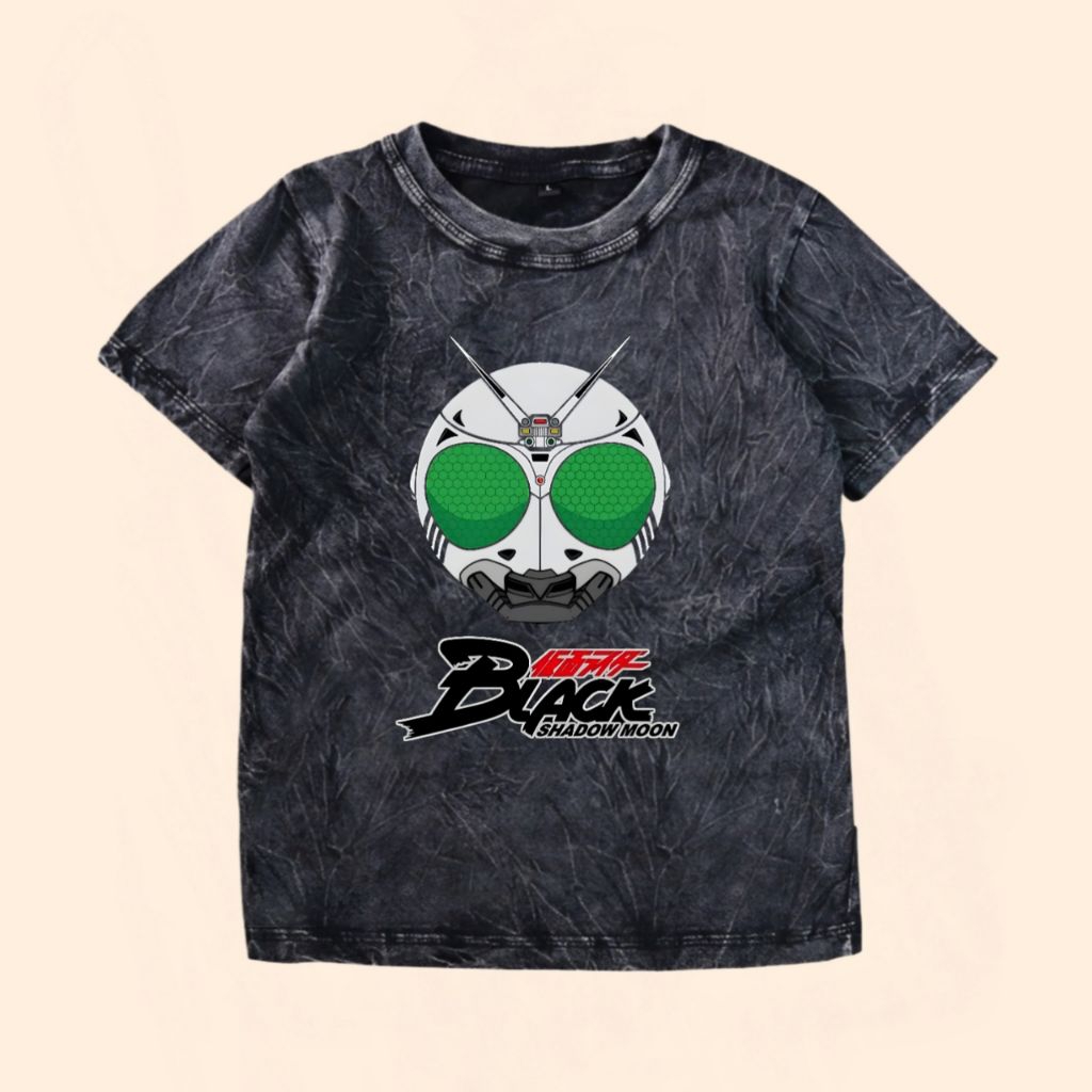 Kaos anak Washed robot black shadow moon free nama