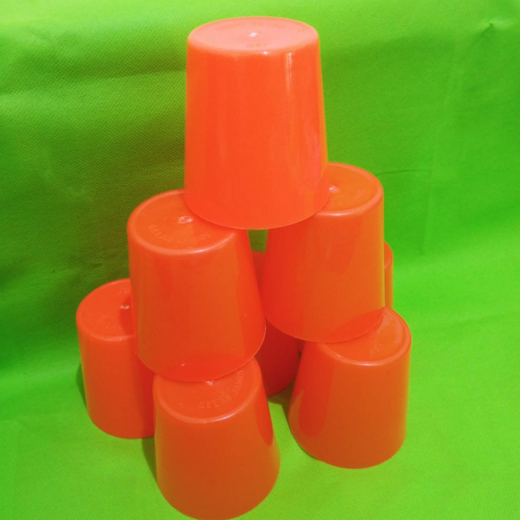 12 pcs / 1 lusin gelas jamu gelas kopi gelas plastik orange