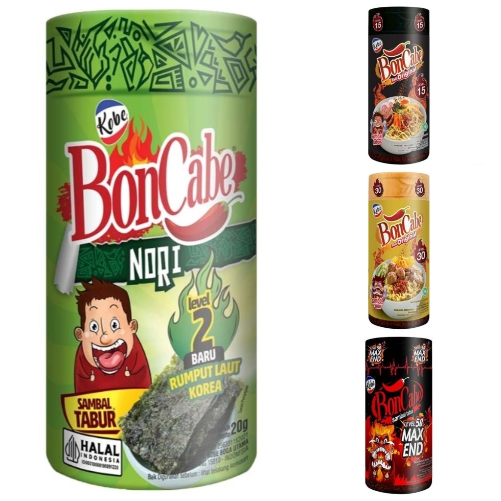 Kobe BonCabe Bon Cabe Sambal Tabur Level 15 / 30 / 50 / Nori Botol